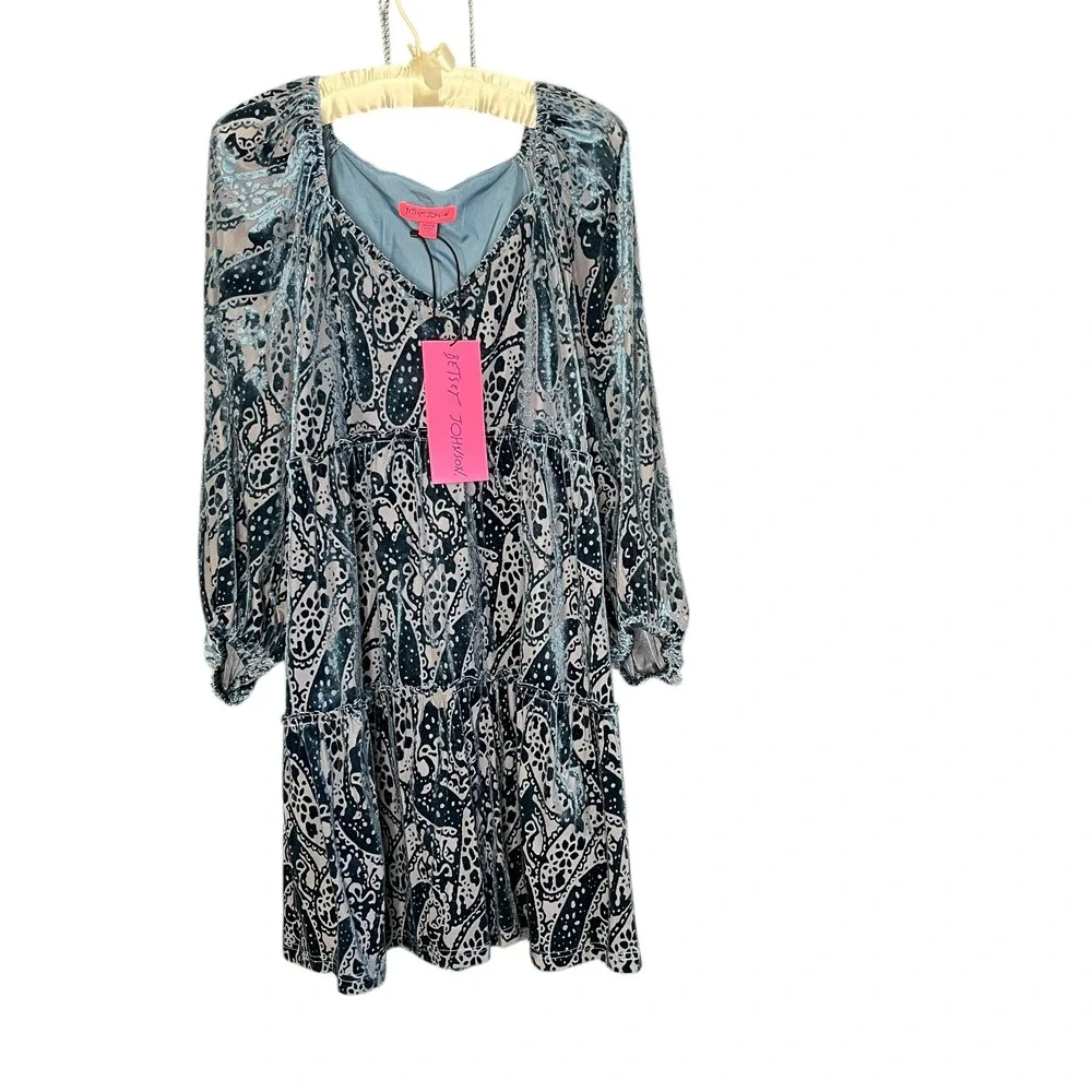 betsey johnson blue velvet dress Betsey Johnson Blue Crushed Velvet Mini Dress
